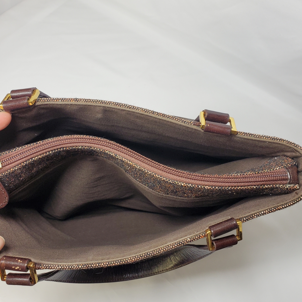 Pre Loved Etienne Aigner Brown Leather/Fabric Hand Held Purse - Picture 9 of 16